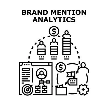 Brand mention analytics tracking customer engagement data Stockillustratie