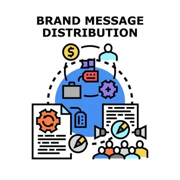 Brand message distribution advertising communication strategy planning 스톡 일러스트