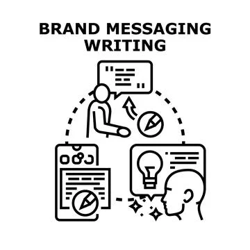 Brand messaging writing concept developing communication strategy Illustrazione stock
