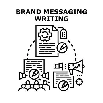 Brand messaging writing concept developing communication strategy Stock Illustration