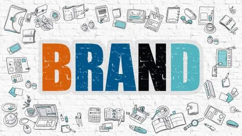 Brand in Multicolor. Doodle Design Stock Illustration