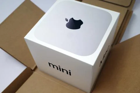 Brand new apple computer in package Stock Photos