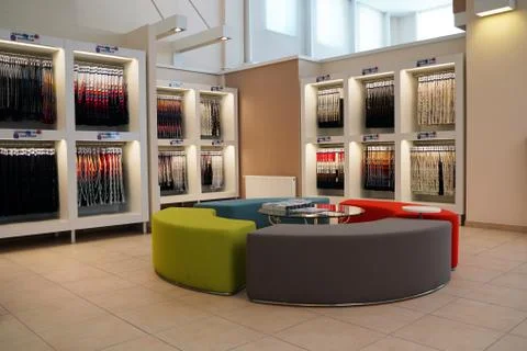 Brand new designed office interior in hi tech stile. Many steel, glass and natur Stock Photos
