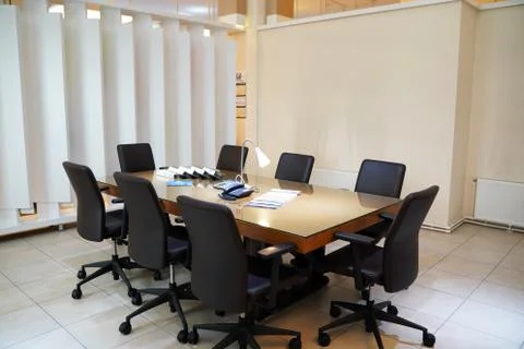 Brand new designed office interior in hi tech stile. Many steel, glass and natur Stock Photos