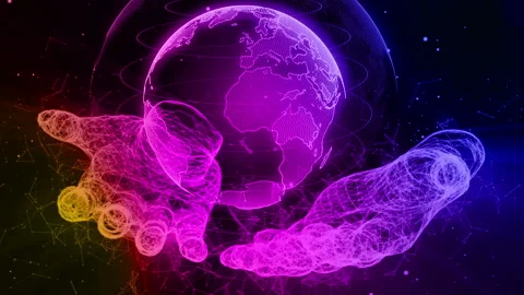 Brand new world. Digital data globe neon light Stock-Footage 101305917