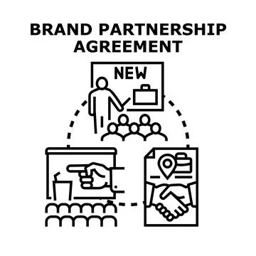 Brand partnership agreement strategy implementing collaboration meeting Stock Illustration