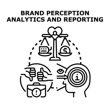 Brand perception analytics and reporting concept evaluating customer loyalty Stock Illustration