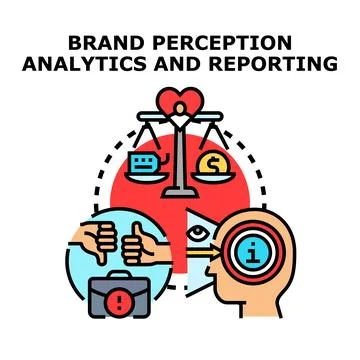 Brand perception analytics and reporting concept evaluating customer loyalty Stock Illustration