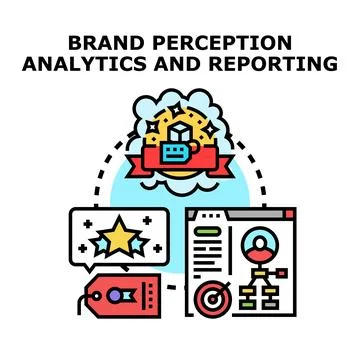 Brand perception analytics reporting and reputation management Stock Illustration