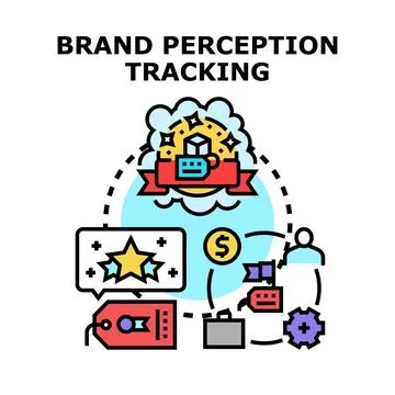 Brand perception tracking concept developing business strategy Stock Illustration