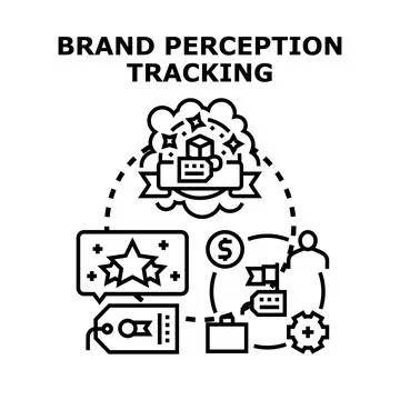 Brand perception tracking concept developing business strategy Stock Illustration