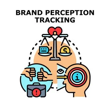 Brand perception tracking concept evaluating customer sentiment Stock Illustration