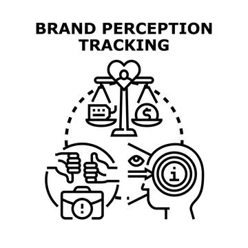 Brand perception tracking concept evaluating customer sentiment Stock Illustration