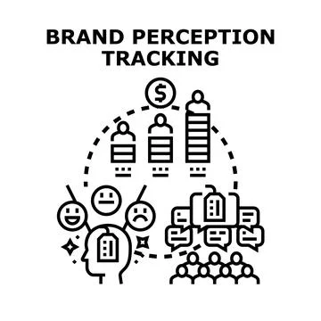 Brand perception tracking customer feedback analysis monitoring Stock Illustration