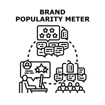 Brand popularity meter measuring customer feedback data Stock Illustration