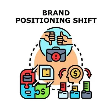 Brand positioning shift changing market perception and business strategy Stock Illustration