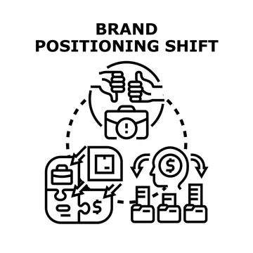 Brand positioning shift changing market perception and business strategy Stock Illustration