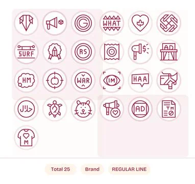Brand Professional Vector Set with 25 Regular Line Detail Enhanced 64x64 Icon Stock Illustration