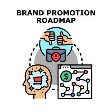 Brand promotion roadmap concept developing marketing strategy Stock Illustration