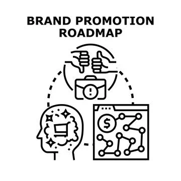 Brand promotion roadmap concept developing marketing strategy Stock Illustration