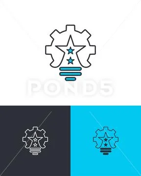 Brand Recognition and Ideas Icon with Bulb and Gear: Royalty Free