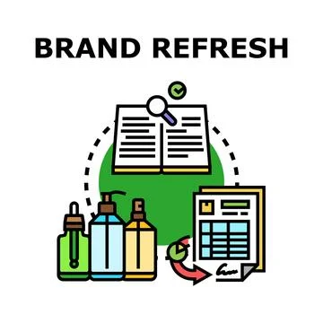 Brand refresh concept planning and product packaging update Stock Illustration