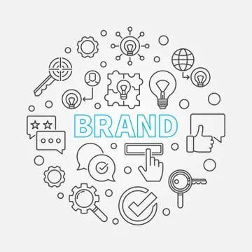 Brand round vector illustration in thin line style Stock Illustration