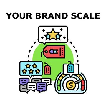 Brand scale concept measuring customer satisfaction and value Stock Illustration