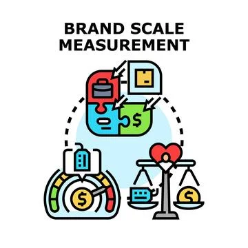 Brand scale measurement and value evaluation concept Stock Illustration
