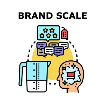 Brand scale measuring public perception and growth Stock Illustration