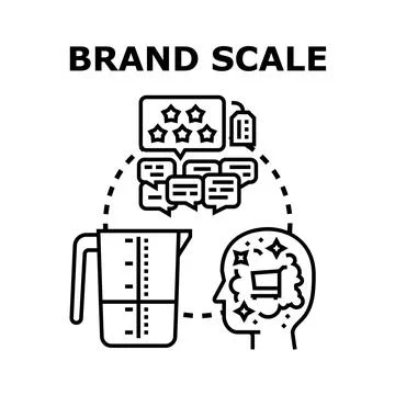 Brand scale measuring public perception and growth Stock Illustration
