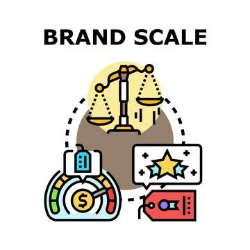 Brand scale measuring value and reputation concept Stock Illustration