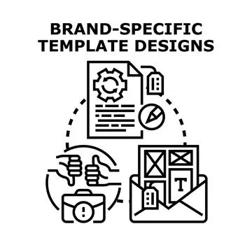 Brand specific template designs concept vector creating customized layout Stock Illustration