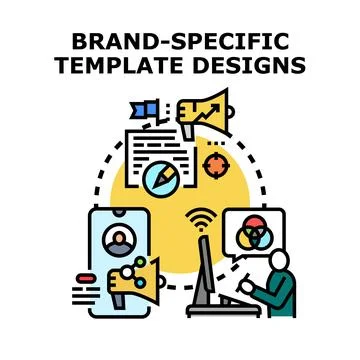 Brand specific template designs connecting digital marketing Stock Illustration