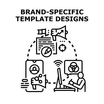 Brand specific template designs connecting digital marketing Stock Illustration