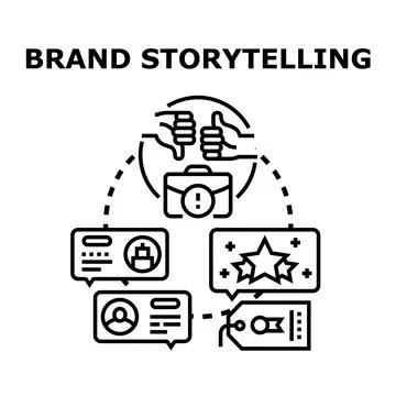 Brand storytelling developing concept with customer feedback Stock Illustration