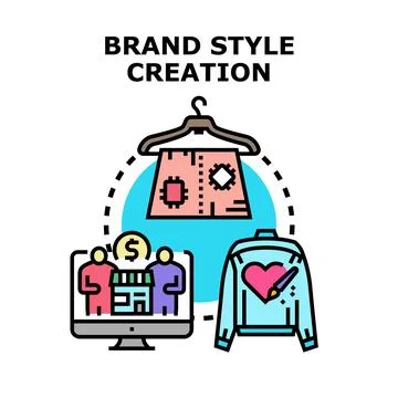 Brand style creation developing product identity concept Stock Illustration