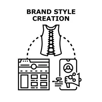 Brand style creation process developing corporate identity Ilustração Stock