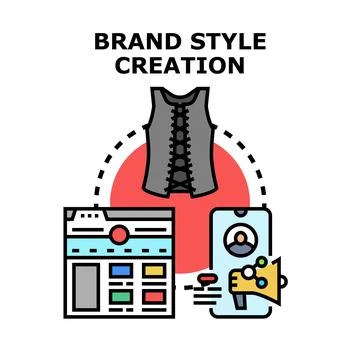 Brand style creation process developing corporate identity Stock Illustration