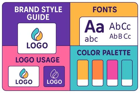 Brand style guide with logo usage fonts and color palette Stock-Illustration
