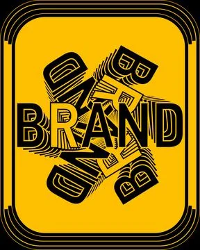 Brand text style composition typography on a yellow color background Иллюстрация