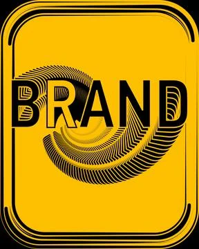 Brand text style isometric retro effect typography on a yellow color Stock Illustration