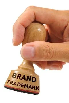 Brand trademark printed on rubber stamp Stock Photos