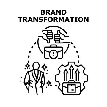 Brand transformation process concept developing new strategy Stock Illustration