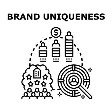Brand uniqueness developing strong marketing strategy concept Stock Illustration