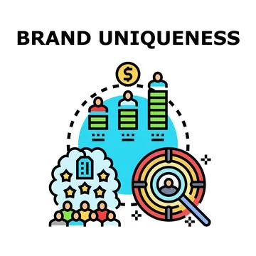 Brand uniqueness developing strong marketing strategy concept Stock Illustration