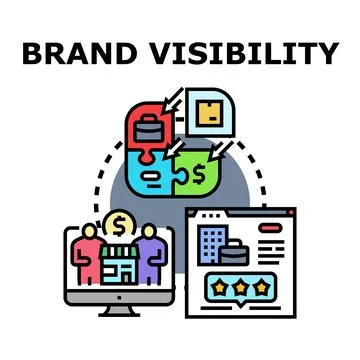 Brand visibility strategy creating customer connection and business success Stock Illustration