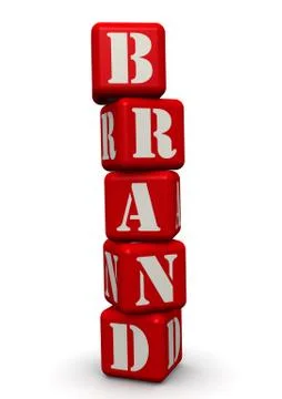 Brand. Word composed of red cubes Stock Illustration