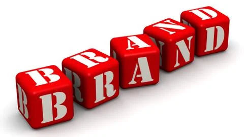 Brand. Word composed from red cubes Illustration