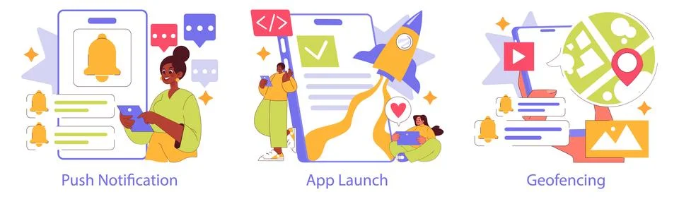 Branded App. Flat Vector Illustration Illustrazione stock